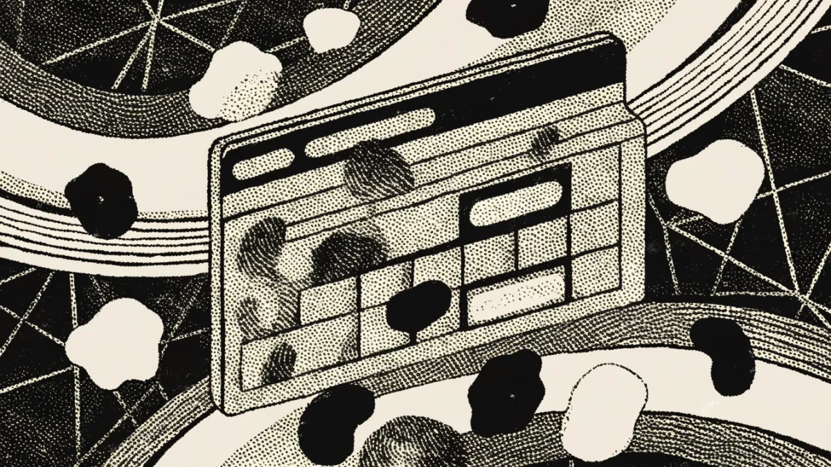 Abstract representation of cookies and fingerprint icons in a digital landscape